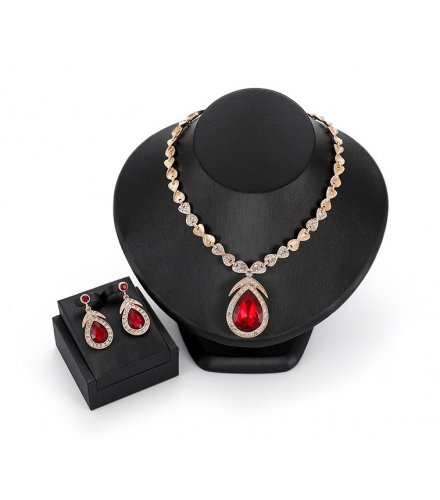 SET419 - Drop alloy diamond necklace earrings